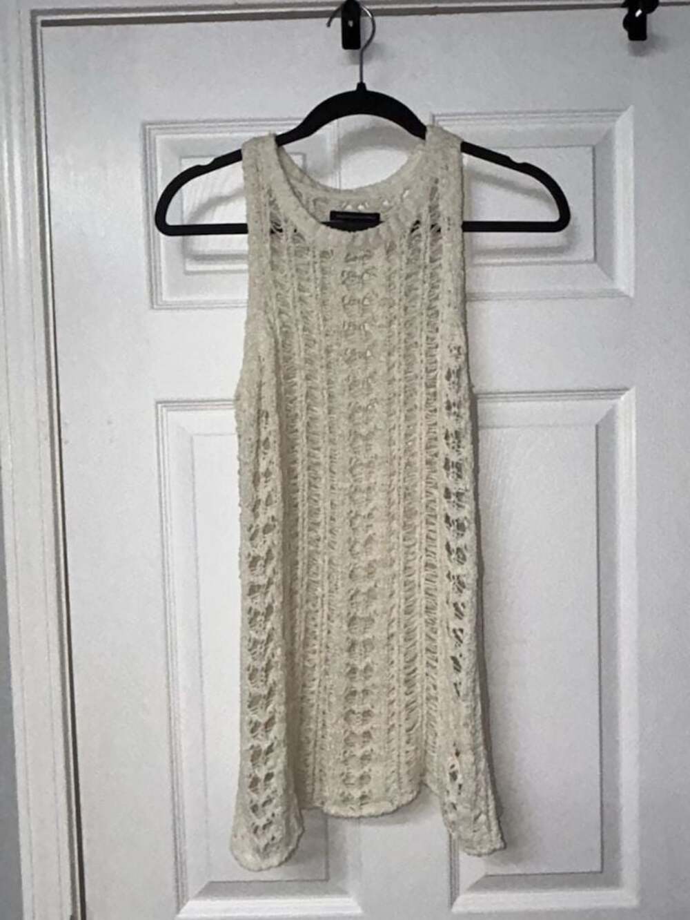 American Eagle Outfitters Women's Cream Knit Crochet Cover Up Tank Top